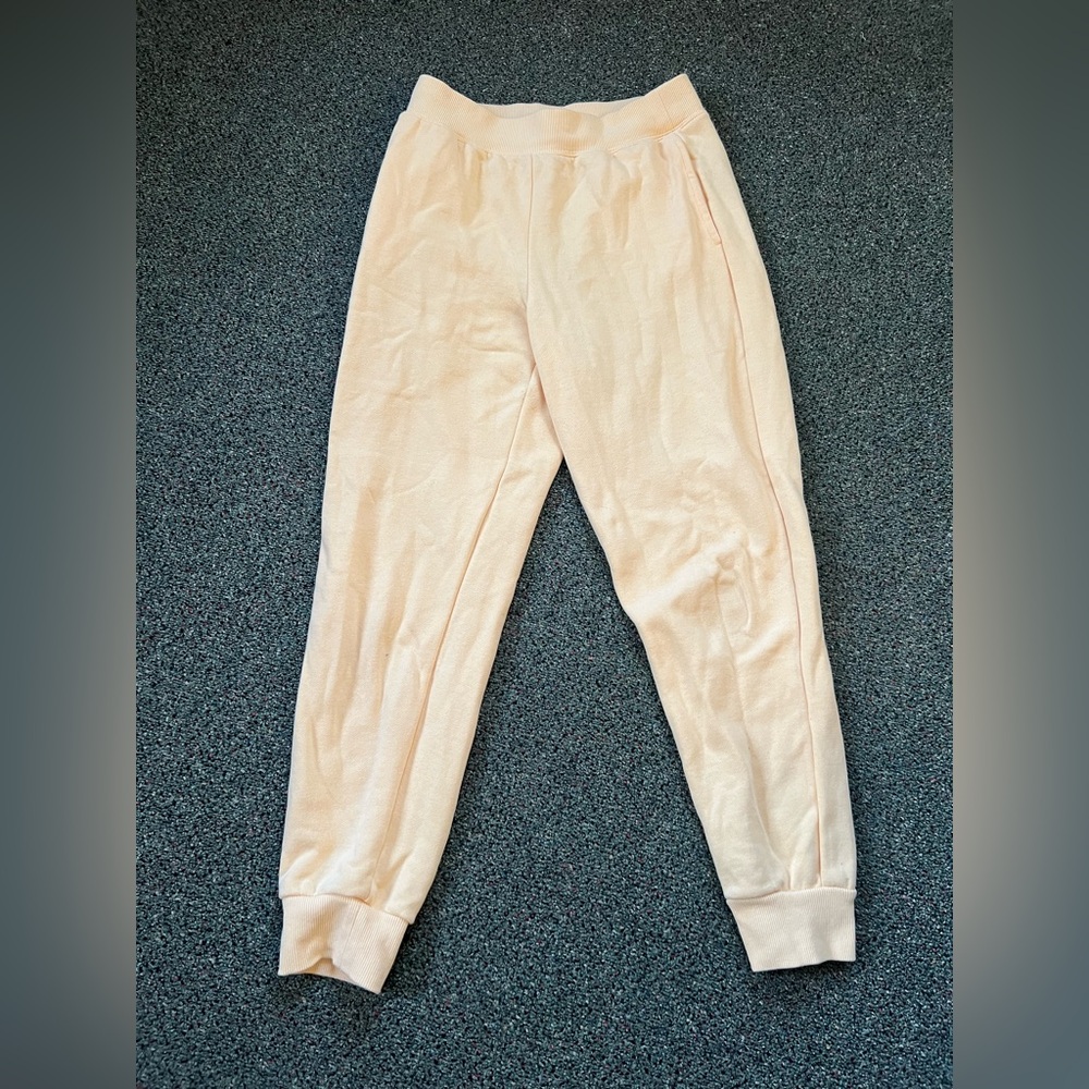 FOREVER21 Pastel Yellow Sweatpants Loungewear Baggy Cotton Pants Back Pocket M - Picture 9 of 16